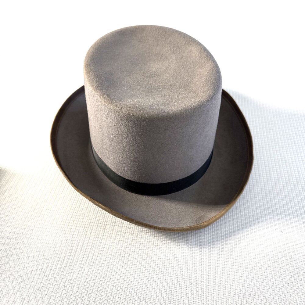Vintage Planar-Merino 100% Wool Grey Fedora Cap Top Hat Size Large